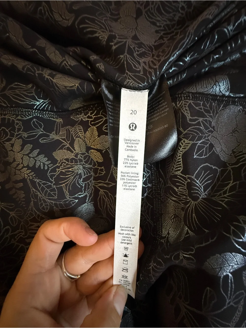 lululemon athletica Black Floral Jacquard Leggings